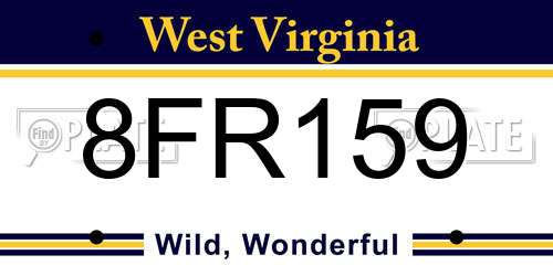 8FR159 West Virginia License Plate