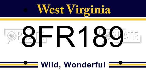 8FR189 West Virginia License Plate