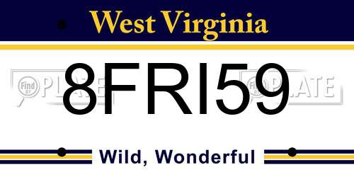 8FRI59 West Virginia License Plate