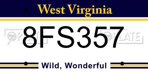 8FS357 West Virginia License Plate