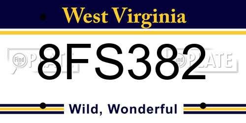 8FS382 West Virginia License Plate