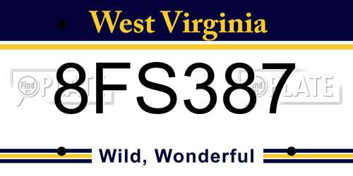 8FS387 West Virginia License Plate