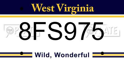 8FS975 West Virginia License Plate