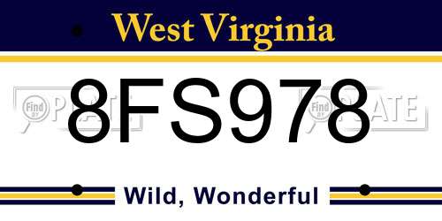 8FS978 West Virginia License Plate