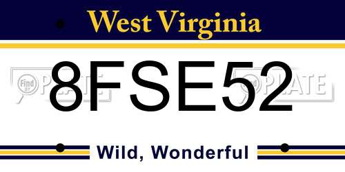 8FSE52 West Virginia License Plate