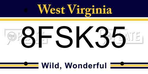 8FSK35 West Virginia License Plate