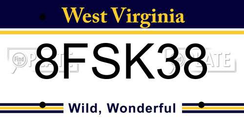8FSK38 West Virginia License Plate