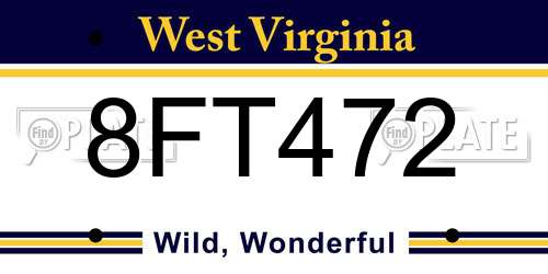 8FT472 West Virginia License Plate