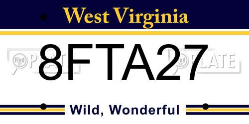 8FTA27 West Virginia License Plate
