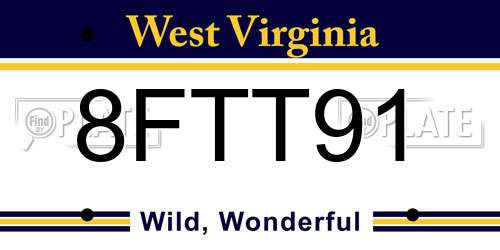 8FTT91 West Virginia License Plate