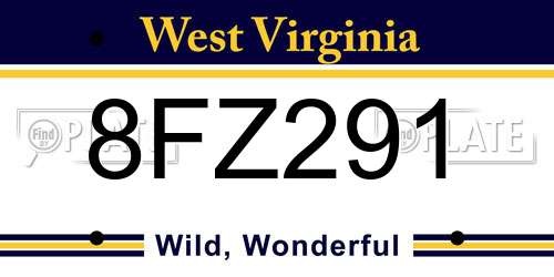 8FZ291 West Virginia License Plate