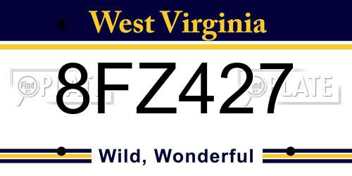 8FZ427 West Virginia License Plate