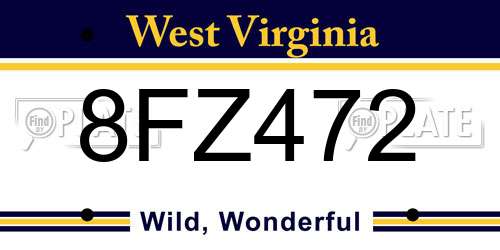 8FZ472 West Virginia License Plate