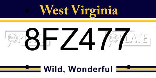 8FZ477 West Virginia License Plate