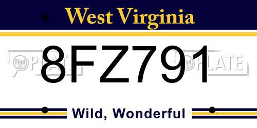 8FZ791 West Virginia License Plate