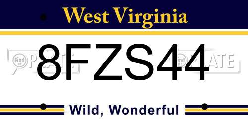 8FZS44 West Virginia License Plate