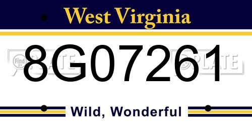 8G07261 West Virginia License Plate
