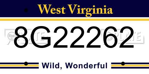 8G22262 West Virginia License Plate