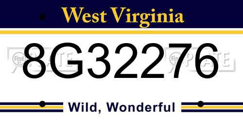 8G32276 West Virginia License Plate