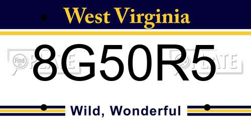 8G50R5 West Virginia License Plate