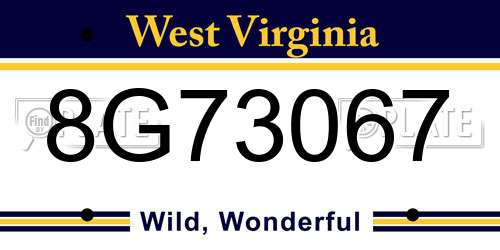 8G73067 West Virginia License Plate
