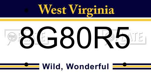 8G80R5 West Virginia License Plate