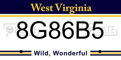 8G86B5 West Virginia License Plate