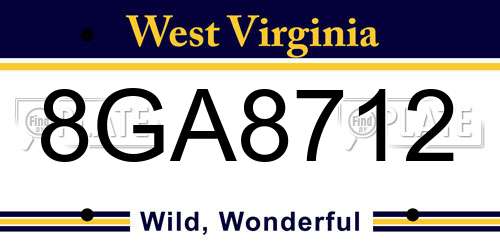 8GA8712 West Virginia License Plate