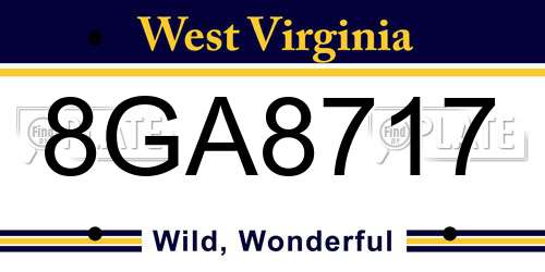 8GA8717 West Virginia License Plate