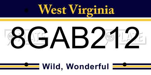 8GAB212 West Virginia License Plate