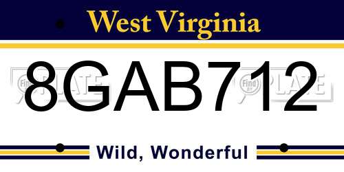 8GAB712 West Virginia License Plate