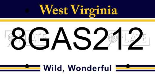 8GAS212 West Virginia License Plate