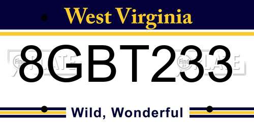 8GBT233 West Virginia License Plate