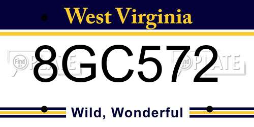 8GC572 West Virginia License Plate