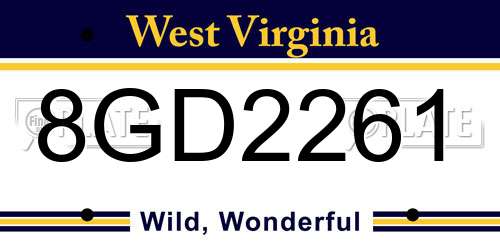 8GD2261 West Virginia License Plate