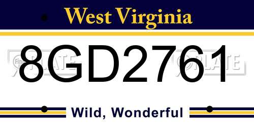 8GD2761 West Virginia License Plate