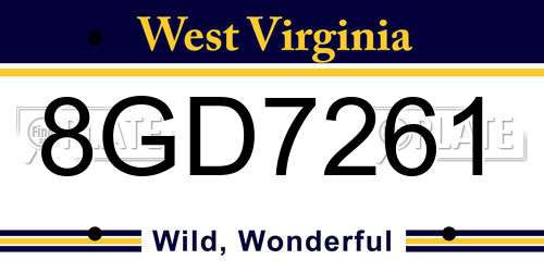 8GD7261 West Virginia License Plate