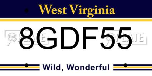 8GDF55 West Virginia License Plate
