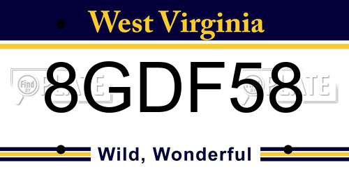 8GDF58 West Virginia License Plate