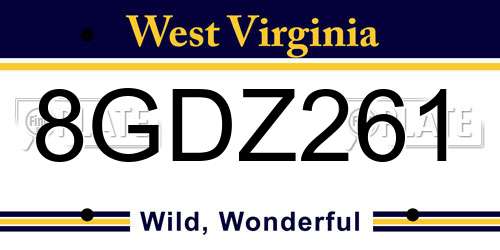 8GDZ261 West Virginia License Plate