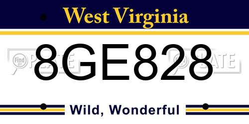 8GE828 West Virginia License Plate