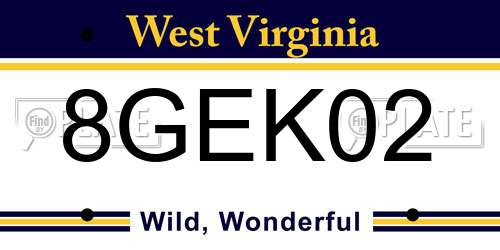 8GEK02 West Virginia License Plate