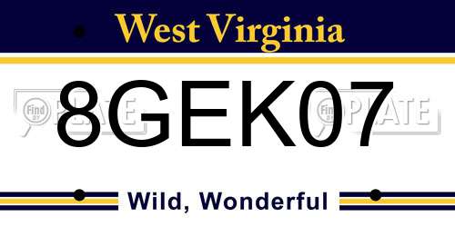 8GEK07 West Virginia License Plate