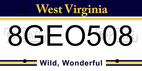 8GEO508 West Virginia License Plate