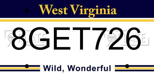 8GET726 West Virginia License Plate
