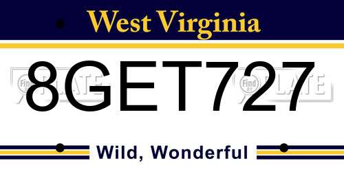 8GET727 West Virginia License Plate