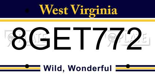 8GET772 West Virginia License Plate