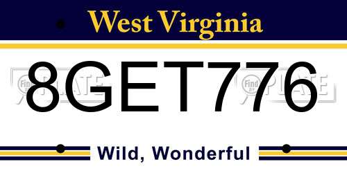 8GET776 West Virginia License Plate