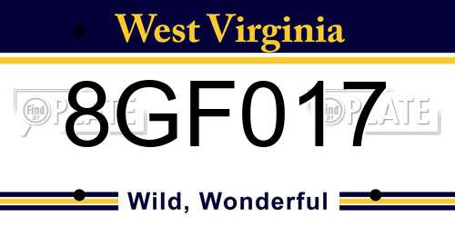8GF017 West Virginia License Plate