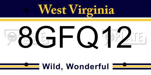 8GFQ12 West Virginia License Plate